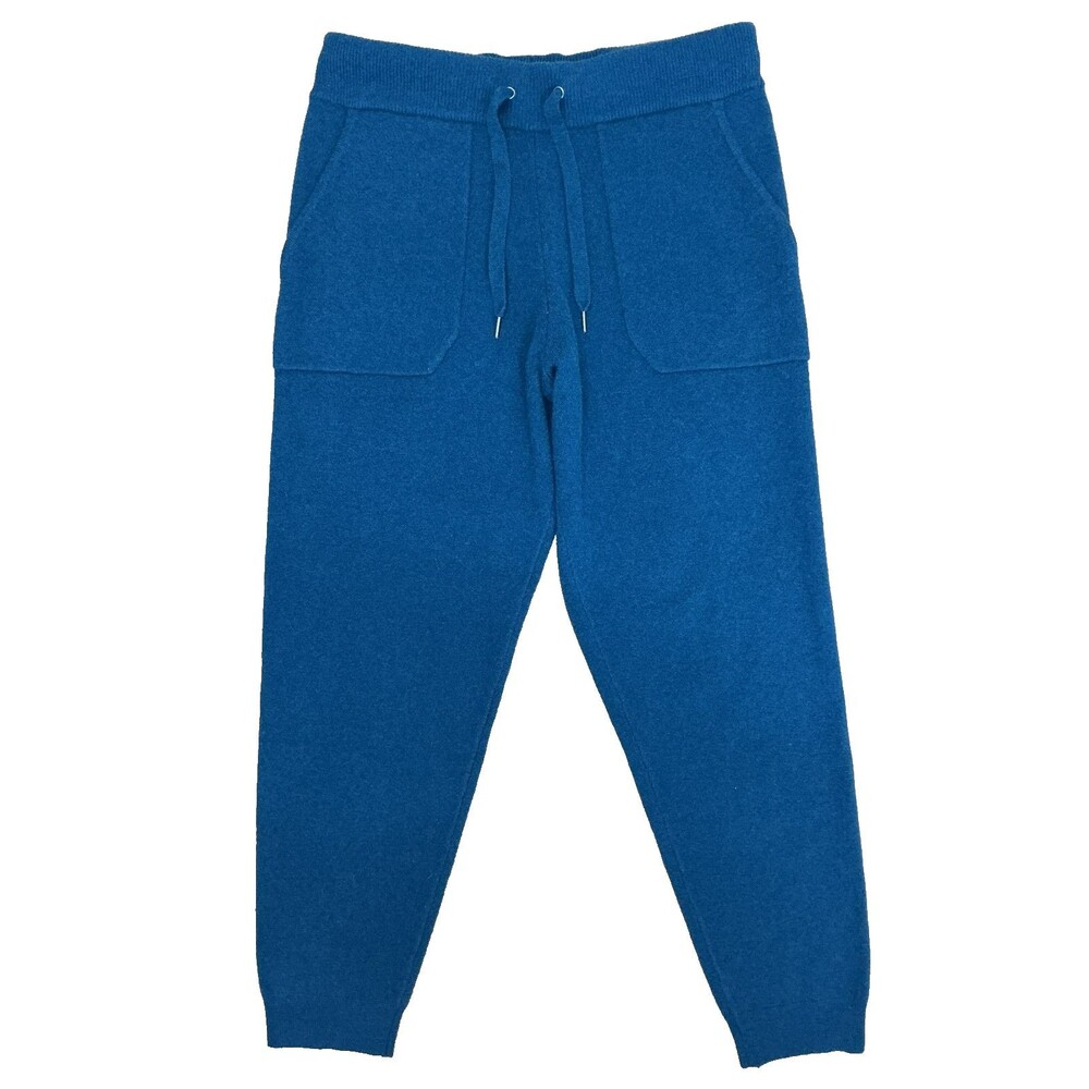Garnet Hill Cashmere Knit Joggers Size S Small Blue Teal Pants Womens Pockets